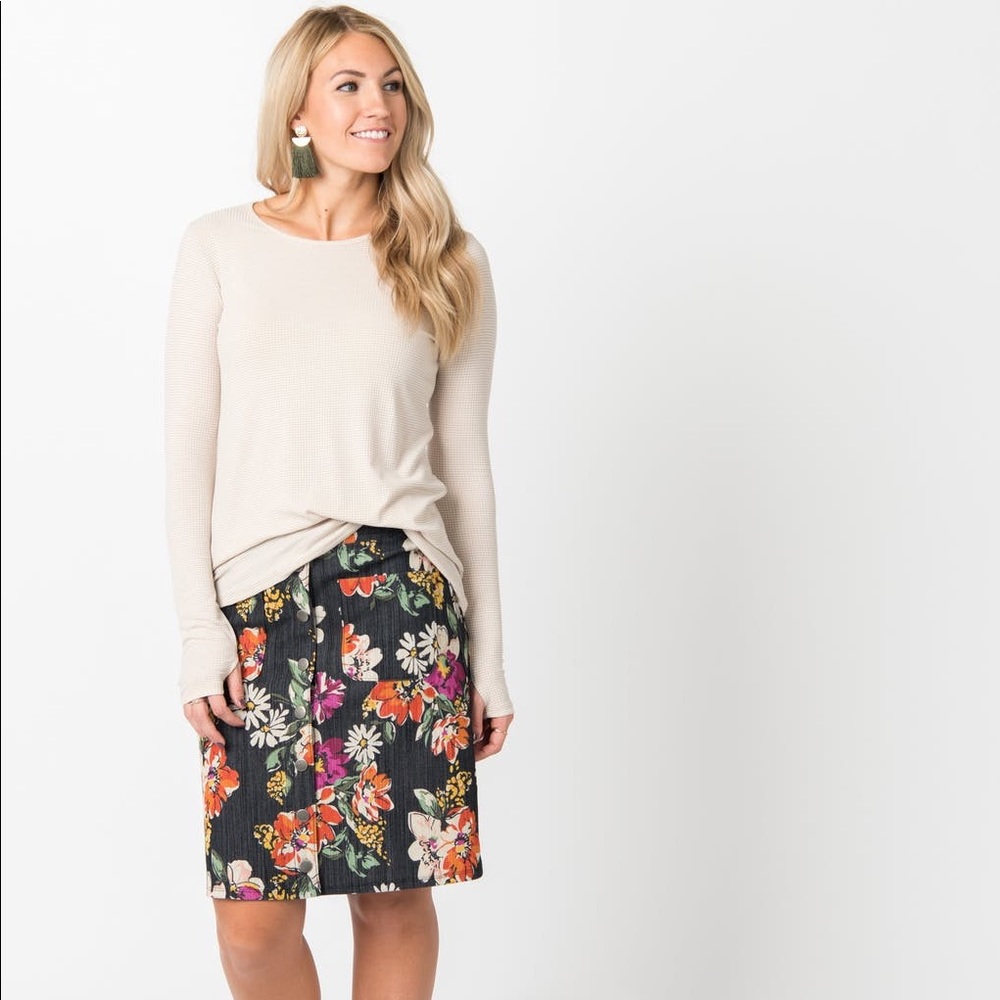Long Sleeve Tee with Thumbhole - Oatmeal/Ivory